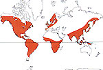 Carte de repartition des Myricaceae